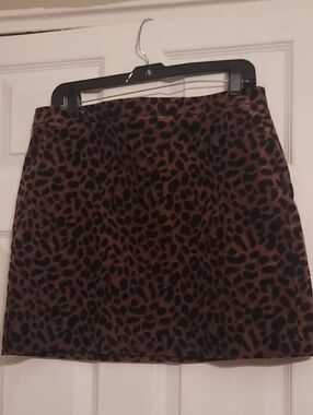 LOFT Brown and Black Leopard Print Mini Skirt